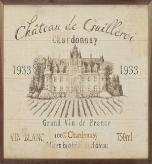 French Wine Label Cream By Daphne Brissonnet